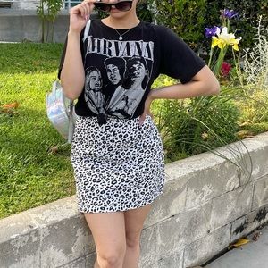 Cheetah mini jean skirt